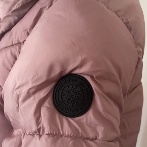 (NWT) Madden Girl Women’s Hooded Puffer w/ Detachable Scarf in Dusty Pink, Small - Picture 10 of 15